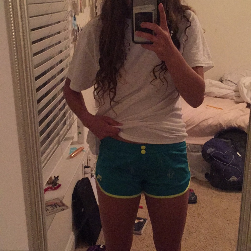 blue and green nike shorts